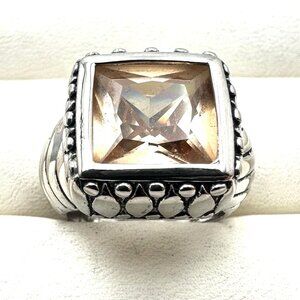 Sterling Silver Peach Gemstone Ring Size 7 Weight 11 Grams